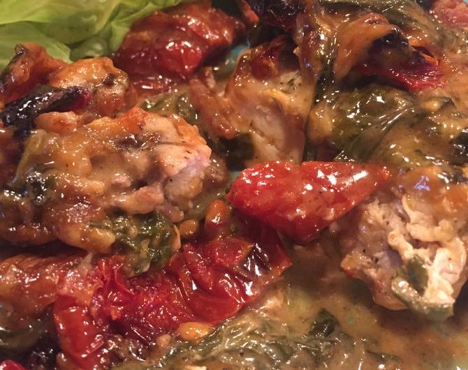 Sun-Dried Tomato Spinach & Bacon Chicken