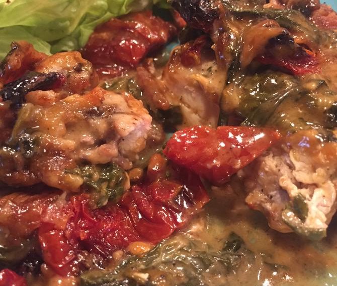 Sun-Dried Tomato Spinach & Bacon Chicken