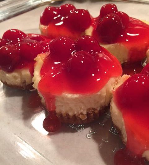 Valentine's Day Mini Cherry Cheesecakes