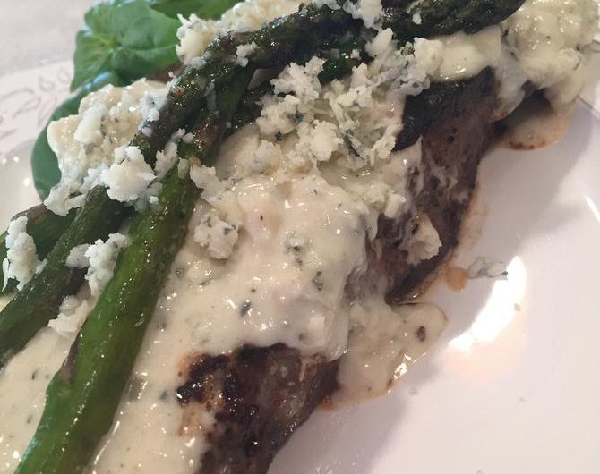 Steak with Gorgonzola and Crab Cream Sauce