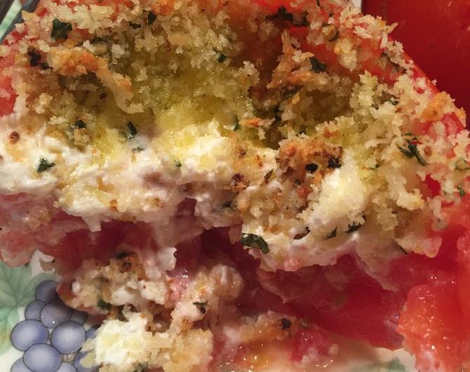 Baked Tomatoes with Goat Cheese and Lemon-Basil Crumbs