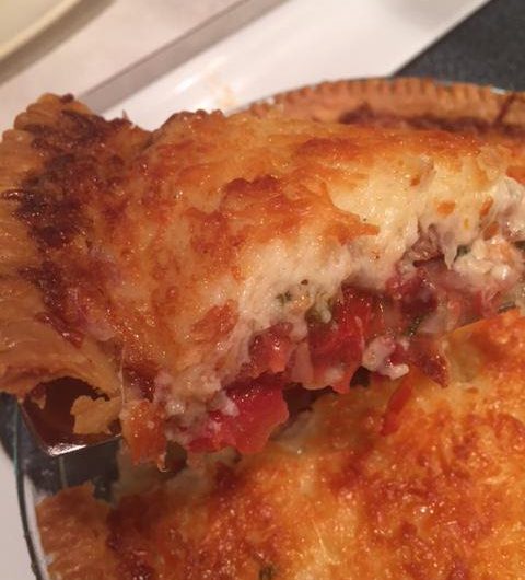 Southern Tomato and Bacon Pie with Basil and Mozzarella