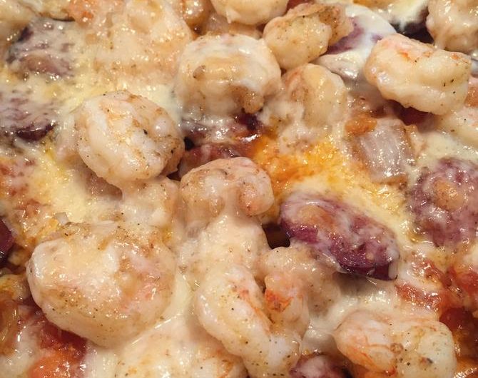 Cajun Shrimp, Sausage, and Rice Casserole